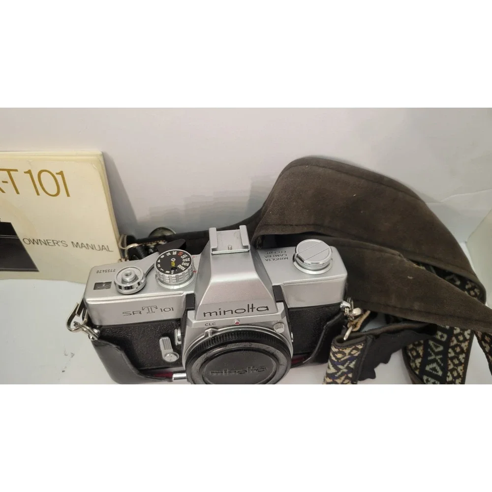 Vintage Minolta SR-T 101 35mm SLR Film Camera Body with Case, Strap & Manual